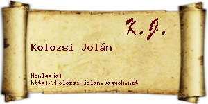 Kolozsi Jolán névjegykártya