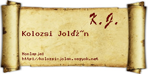 Kolozsi Jolán névjegykártya