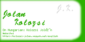 jolan kolozsi business card